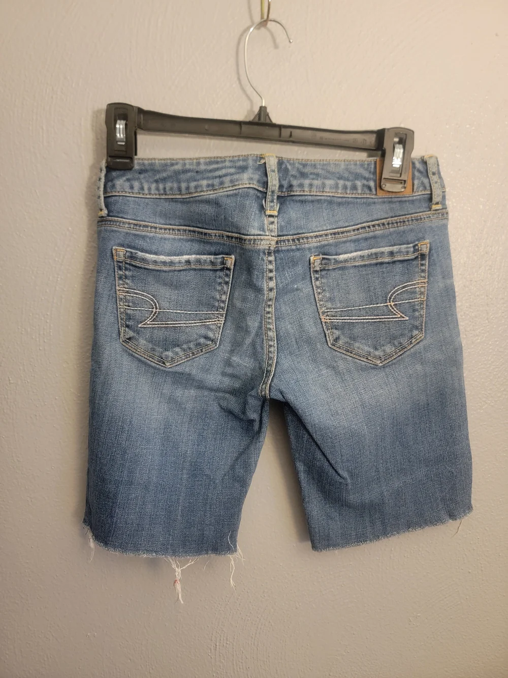 Light Wash Denim Shorts with Contrast Topstitching